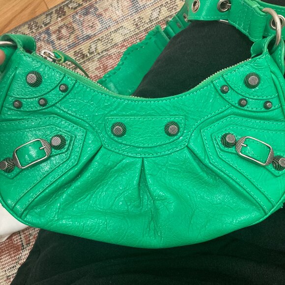 Authentic Balenciaga Le Cagole Giant Studs Shoulder Bag XS Apple Green - Picture 2 of 11